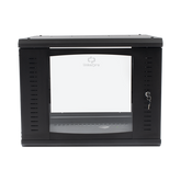 Gabinete Abatible de Pared (Con Marco Trasero) con Rack 19" de 9 Unidades. Ventana de Cristal Templado.